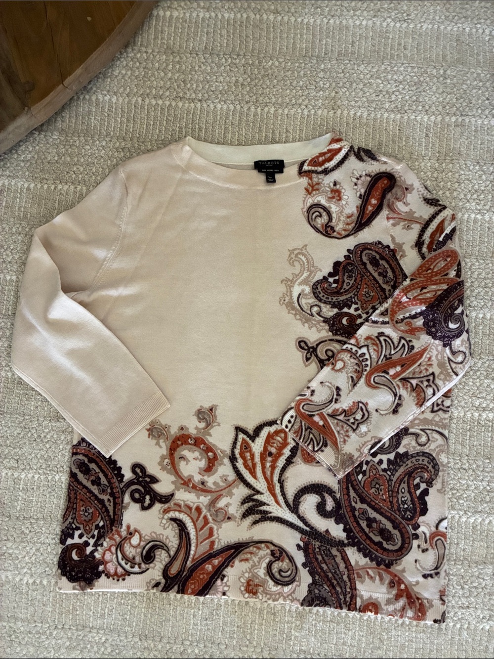 Talbots Cream Colored Lightweight Sweater Size LP